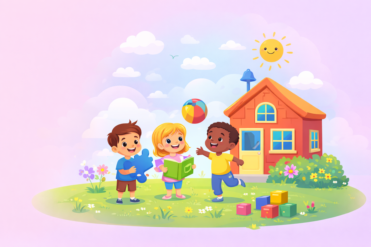 Happy preschool children learning and playing at BlueBell Play School