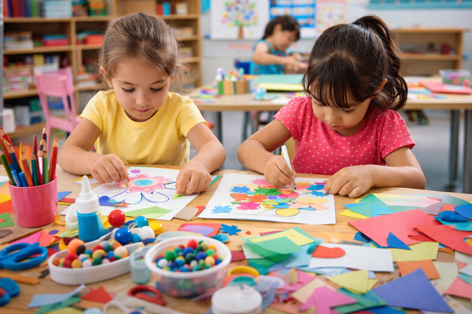 Children enjoying arts and craft at BlueBell